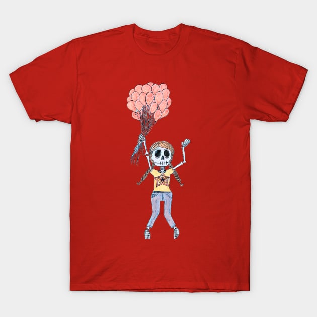 Lively Bones Red Balloons T-Shirt by LuvbuzzArt